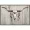 Longhorn on Wood by Avery Tillmon 23-in. W x 16-in. H. Canvas Wall Art Print Framed in Grey